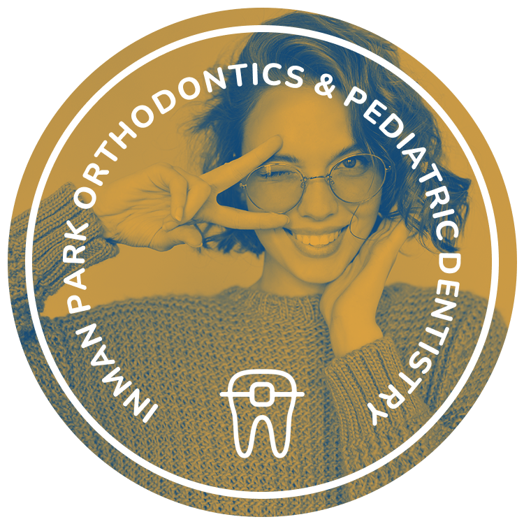 Inman Park Orthodontics & Pediatric Dentistry patient smiling with logo